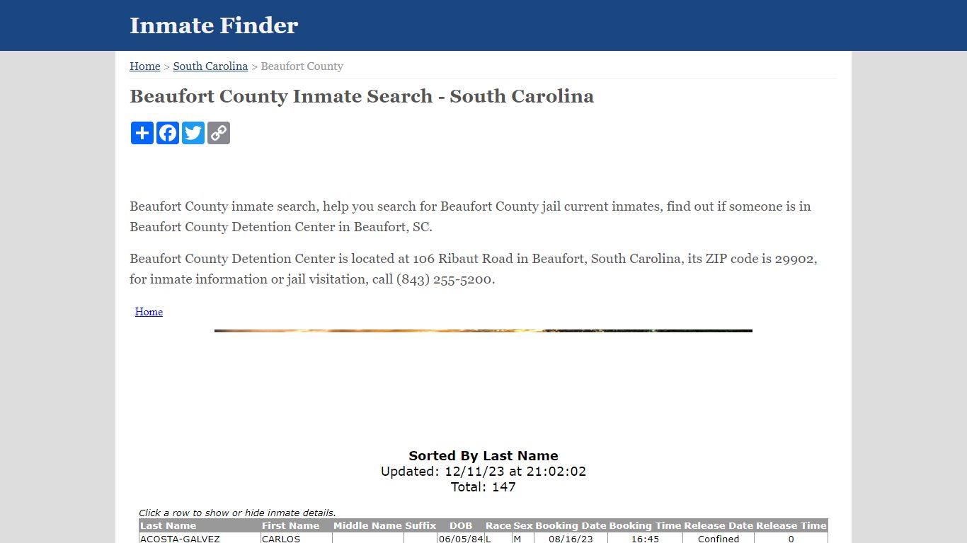 Beaufort County Inmate Search - South Carolina